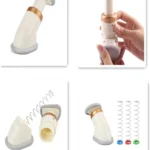 Masajeador reductor de papada: mecanismo con resortes y ajuste manual para ejercitar el cuello.