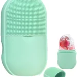 Molde de hielo facial con masajeador de silicona, ideal para revitalizar la piel.