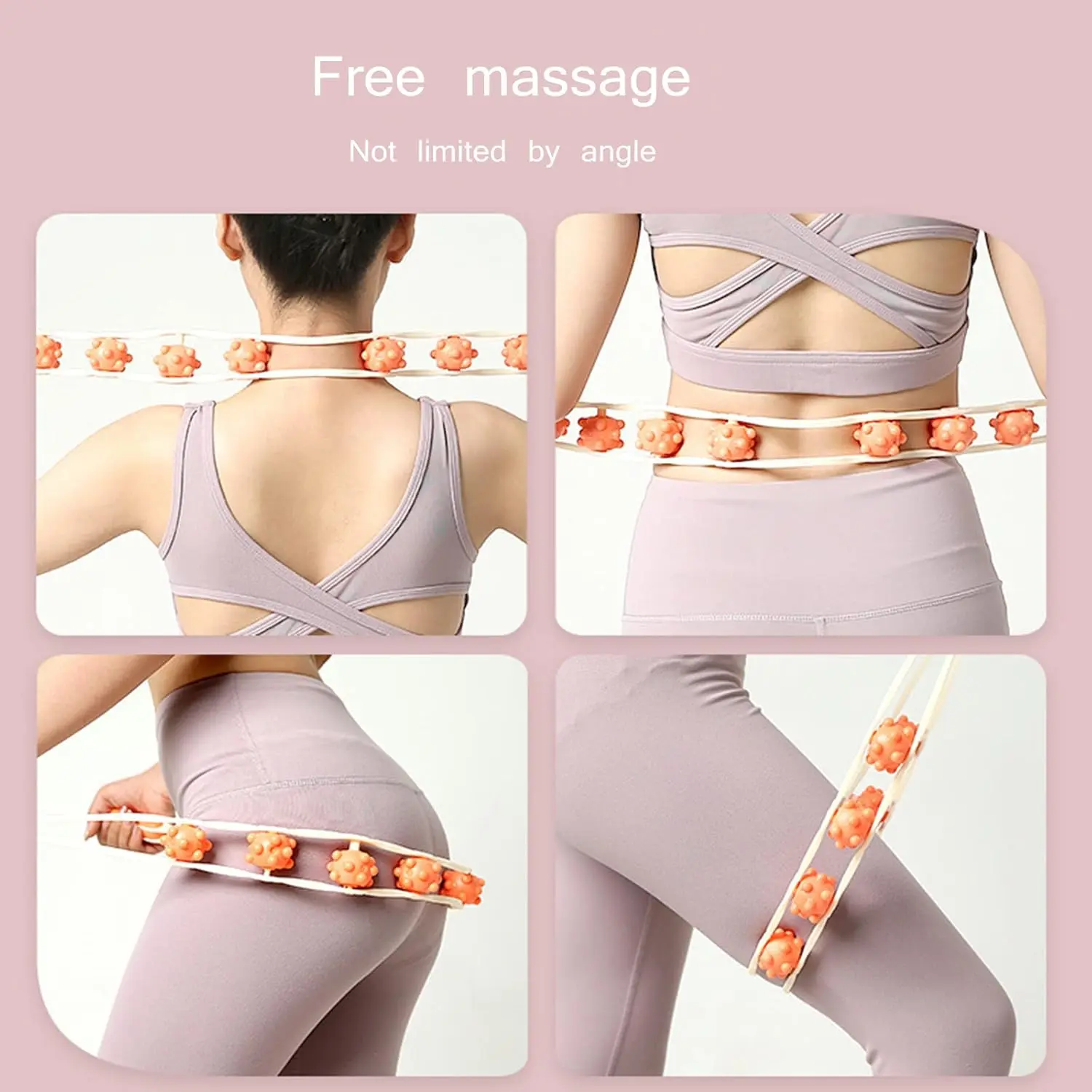 Lazo masajeador con rodillos para cuello, espalda, glúteos y piernas.