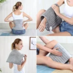 Manta térmica eléctrica gris para aliviar el dolor de espalda, hombros y piernas.