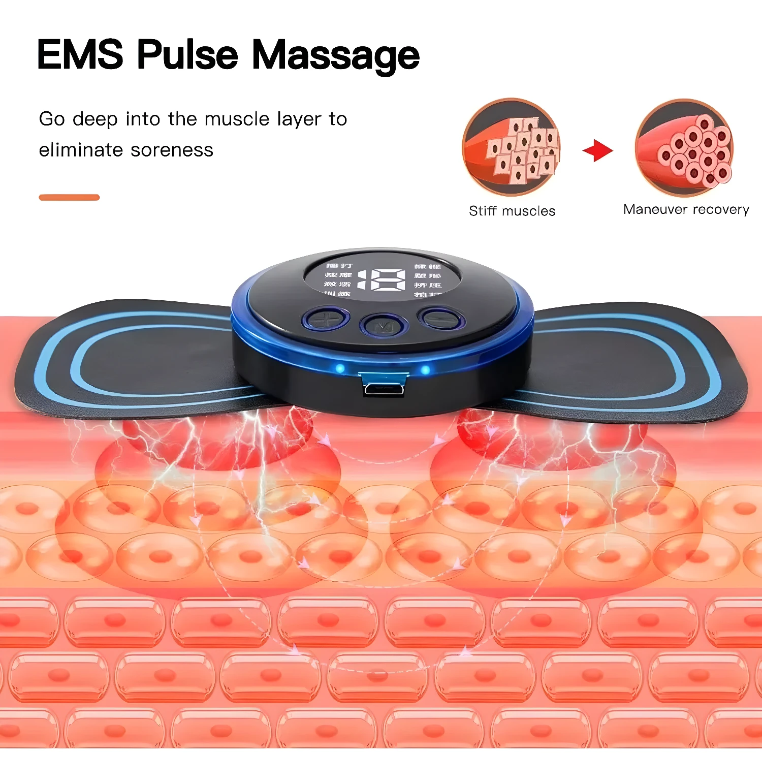 Masajeador eléctrico para cuello, alivia dolor muscular y fatiga, con tecnología EMS.