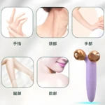 Rodillo masajeador de rostro, cuello y piernas con aplicación en manos y dedos.