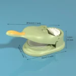 Máquina verde para hacer dumplings y empanadas caseras, fácil de usar.