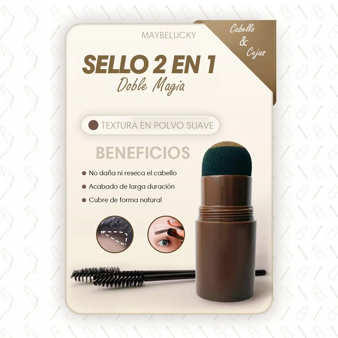 Sello para cejas MAYBELUCKY 2 en 1, polvo suave para cejas y cabello, acabado natural.