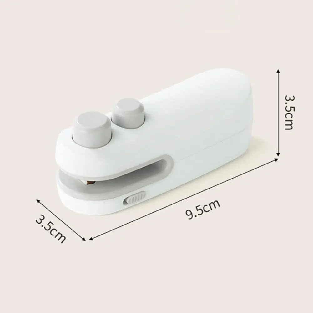 Mini sellador de bolsas a calor premium blanco, 9.5cm x 3.5cm, para sellar empaques.