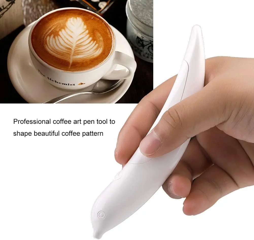 Lápiz para decoración de capuchino con arte latte en taza, herramienta profesional para patrones.