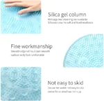 Tapete masajeador de sílicagel con columnas para masaje y limpieza, fino y fácil de usar.