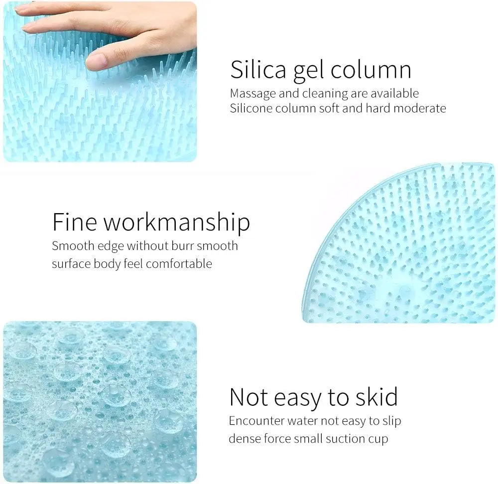Tapete masajeador de sílicagel con columnas para masaje y limpieza, fino y fácil de usar.
