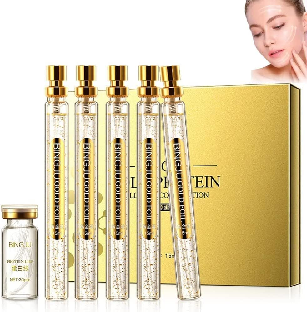 Kit Protein Lifting: 6 ampollas BINGJU GOLD FOIL con serum de proteína y oro para piel.