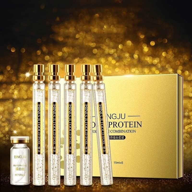 Kit Protein Lifting con ampollas BINGJU GOLD FOIL y caja dorada.