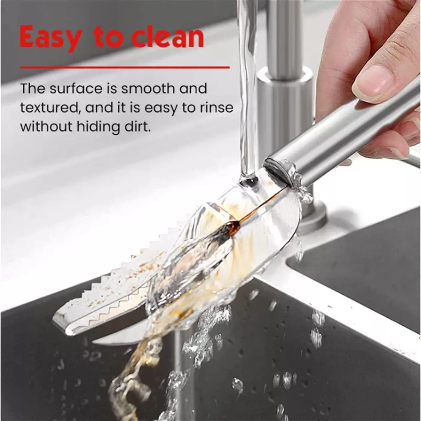 Cuchillo para pescado con diseño de fácil limpieza, ideal para cortar y servir sin acumular residuos.
