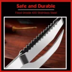 Cuchillo para pescado en acero inoxidable 430, seguro y duradero, con sierra para filetear.