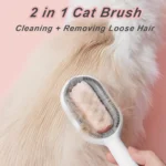 Cepillo masajeador para gatos con cerdas suaves, ideal para limpiar y remover pelo suelto.