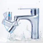 Grifo giratorio multifuncional con dispensador de agua y rociador ajustable que ahorra agua.