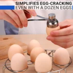 Partidor de cáscara de huevos simplifica la tarea, ideal para docenas de huevos.