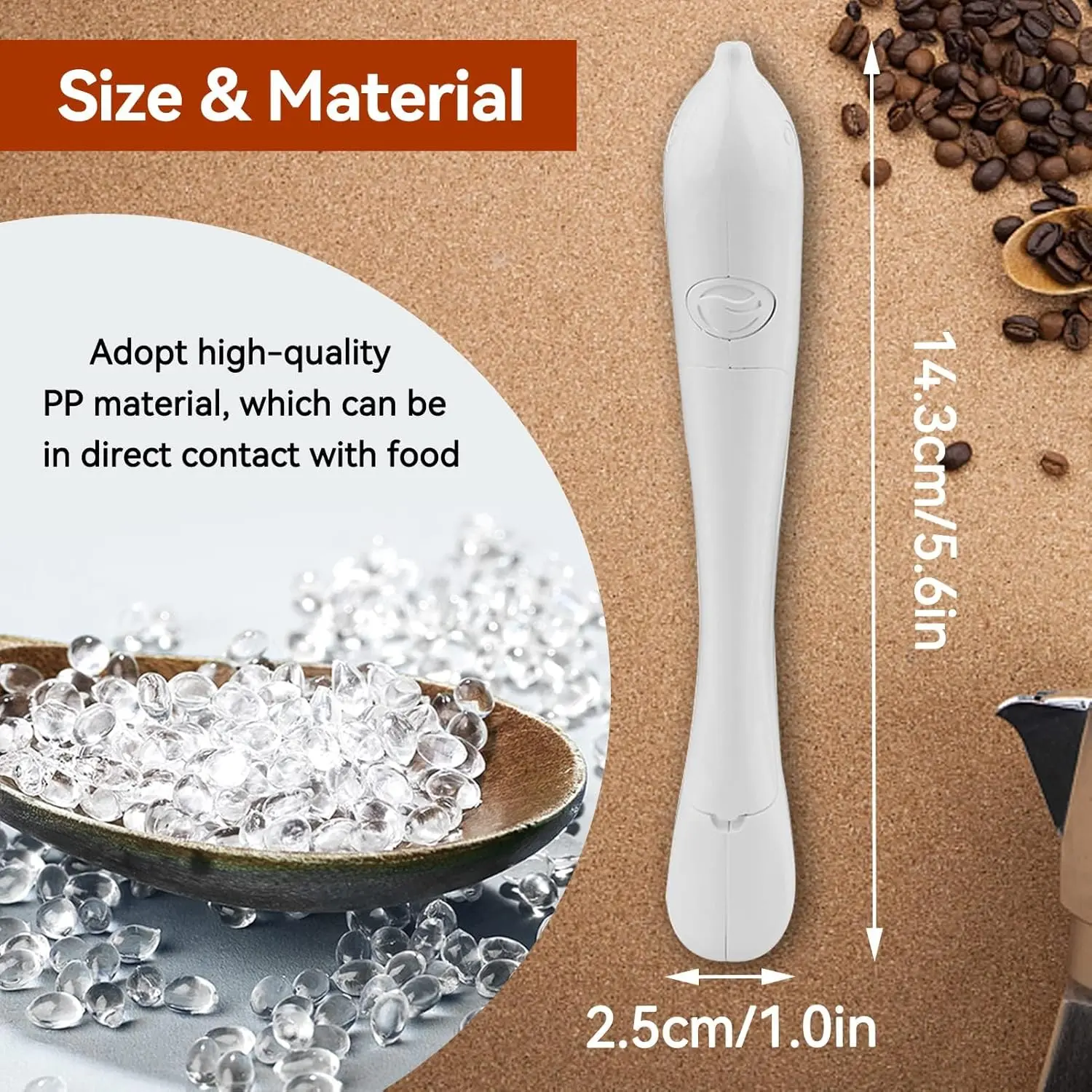 Lápiz decorador de capuchino blanco de 14.3 cm. Hecho de material PP apto para alimentos.