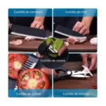 Set de cuchillos: carnicero, chef, cocina y trinchar, para preparar tus alimentos.