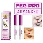Feg Serum De Pestañas Crecimiento Pro: Pack de dos aplicadores y caja con resultados antes y después.