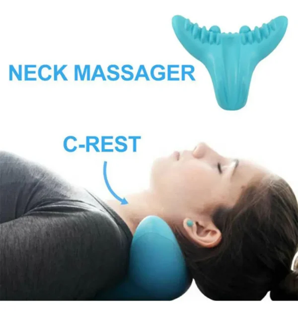 Almohada masajeadora de cuello C-Rest, para alivio de tensión en la nuca.