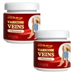 Beevana Crema Varicose Veins: dos envases de crema para varices con de pierna con venas marcadas.