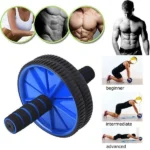 Rueda abdominal doble azul para ejercicios de fitness, ideal para fortalecer el abdomen.