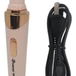 Depiladora recargable mujer 4 en 1 rosa y dorada con cable de carga.