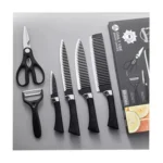 Set de cuchillos de acero inoxidable para uso diario: tijeras, pelador y 5 cuchillos.