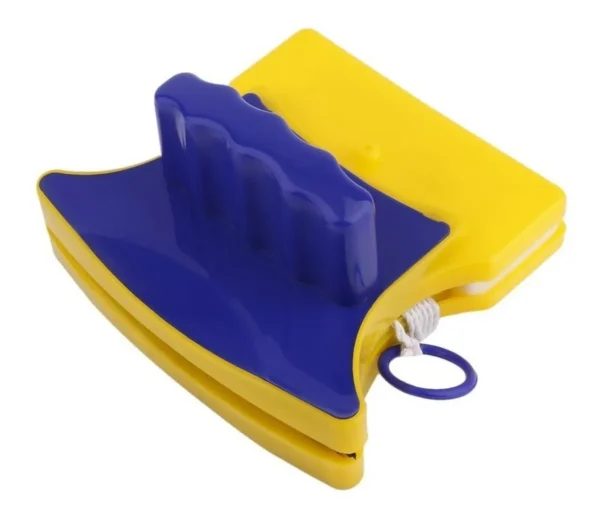 Limpiador de vidrio magnético azul y amarillo para doble cara.