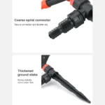 Aspersor de jardín 360° con conector en espiral grueso y estaca resistente.