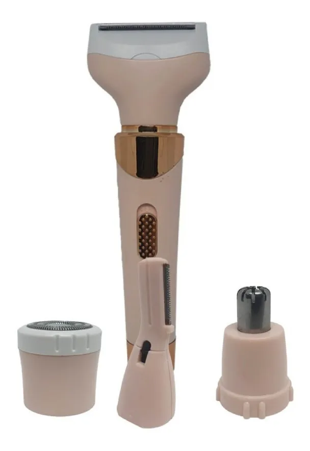 Depiladora 4 en 1 recargable para mujer, con accesorios para rostro, cejas y nariz.