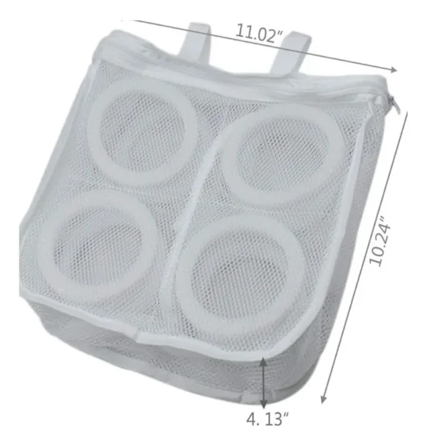 Bolsa para lavar zapatos en malla, con aros internos, medidas 11.02x10.24x4.13".
