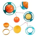 Plato giratorio para bebé con bola naranja y accesorios.