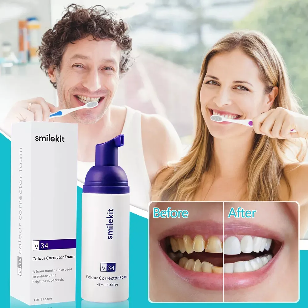 Espuma Blanqueadora Dentalx2: hombre y mujer sonriendo con dientes blancos y saludables.