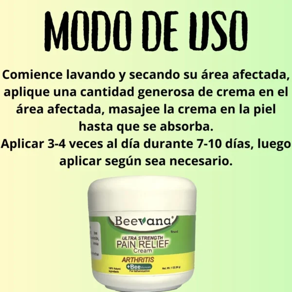 Beevana Crema para Alivio del Dolor de Artritis Ultra Strength con Bee Venom.