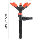 Aspersor de jardín giratorio 360°, 26.5cm de alto, riego eficiente.