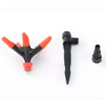 Set x2 aspersor de jardín 360° con estaca, ideal para riego.