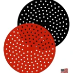 Set x2 bases de silicona para freidora de 20 cm, rojas y negras, reutilizables.