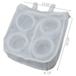 Bolsa de malla blanca con 4 compartimentos circulares para lavar zapatos, 11.02" x 10.24" x 4.13".