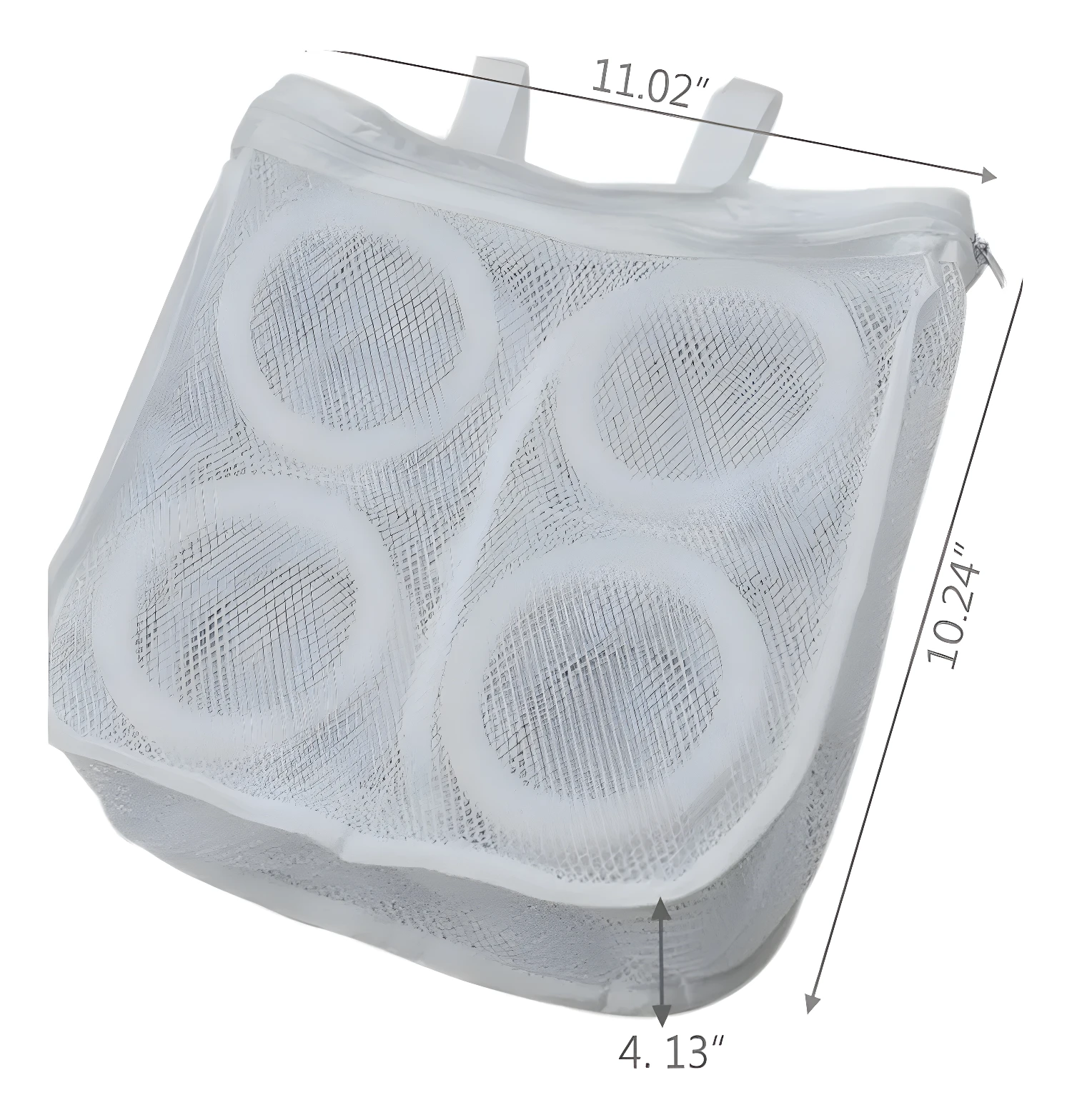 Bolsa de malla blanca con 4 compartimentos circulares para lavar zapatos, 11.02" x 10.24" x 4.13".