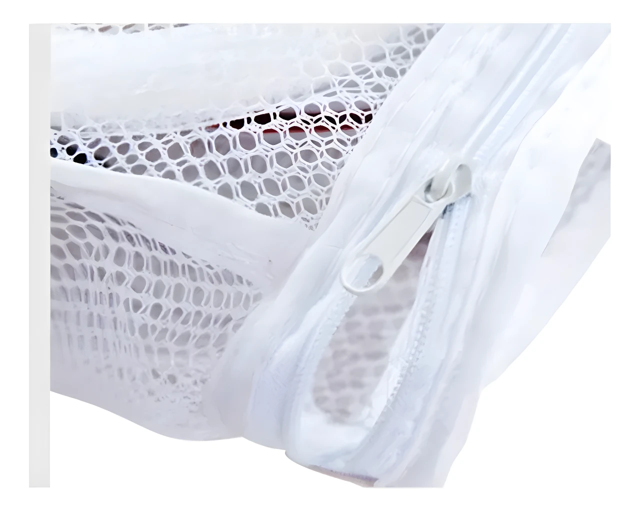 Bolsa para lavar zapatos de malla blanca con cierre, set x2.