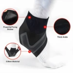 Calcetín de compresión anti esguince con ajuste seguro, material de 0.9mm y diseño para tobillo grueso.