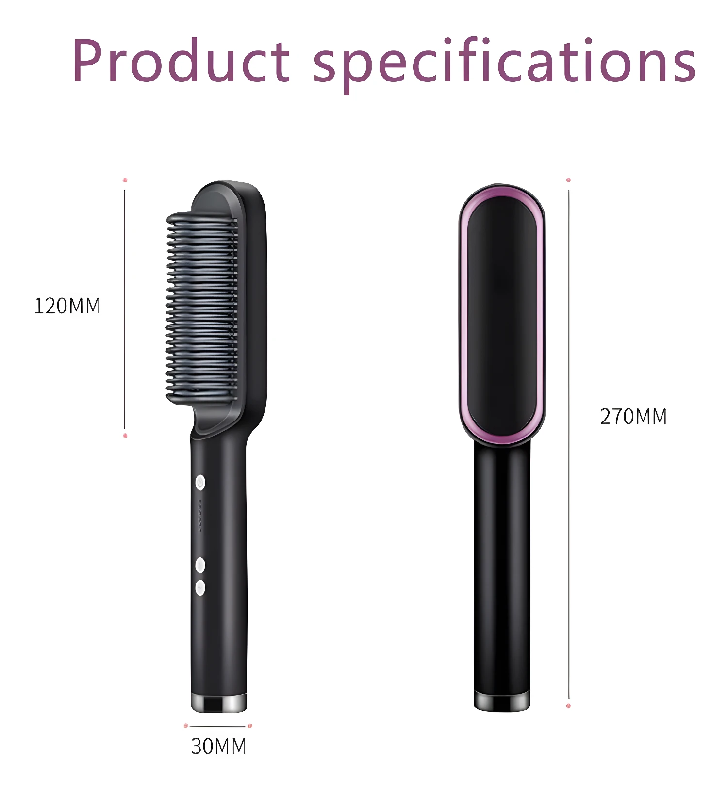 Cepillo secador alisador de cerámica con medidas 120x30x270mm