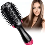 Cepillo secador de aire voluminizador para cabello liso y sedoso, con ajustes de calor.