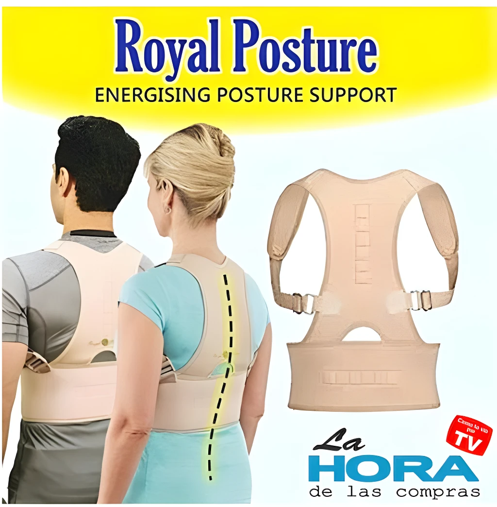 Corrector de Postura Royal: soporte que energiza y mejora la espalda, visto de atrás.