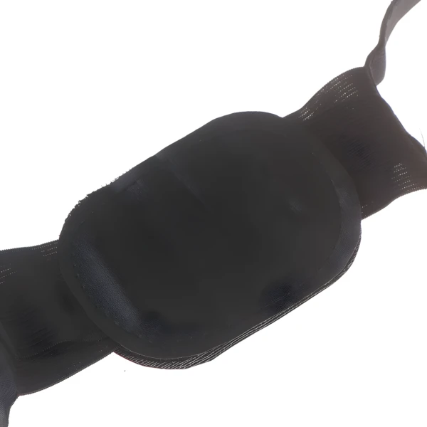 Corrector de postura unisex ligero ajustable, banda lumbar para espalda, detalle de tela negra.