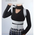 Corrector de postura invisible con banda lumbar ajustable y tirantes elásticos que brindan confort y soporte.