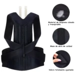 Corrector de postura ajustable de neopreno transpirable con velcro y mano de obra de calidad.