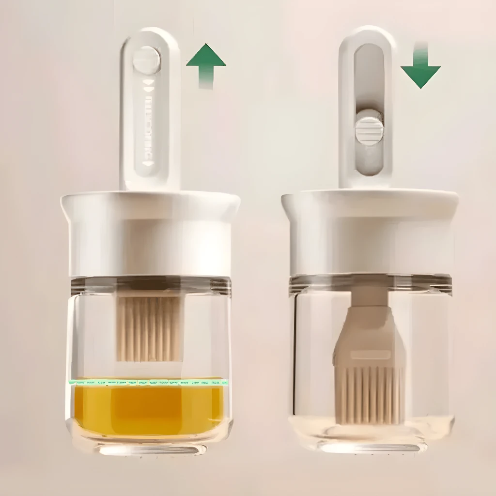 Dispensador de aceite con brocha silicona, ideal para cocina.