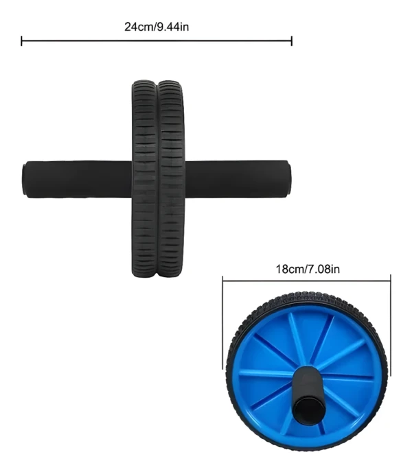 Rueda doble abdominal de fortalecimiento de abdomen, con tapete, para ejercicio y fitness.