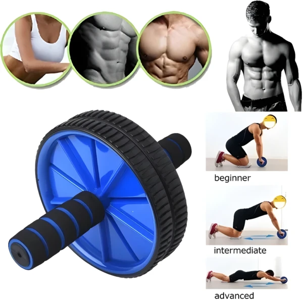 Rueda doble abdominal con tapete para ejercicios de fitness, fortalecimiento del abdomen.